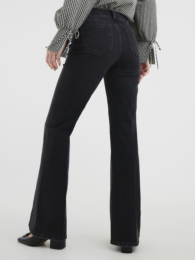 River Island Black High Rise Wide Leg Jeans - Image 4 of 6