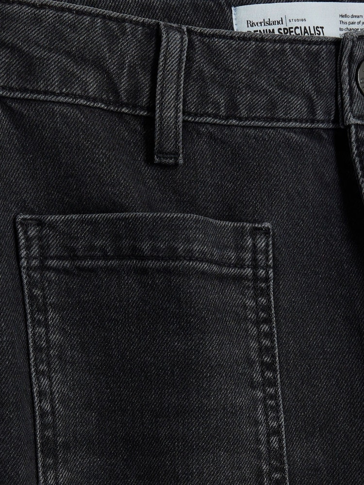River Island Black High Rise Wide Leg Jeans - Image 6 of 6