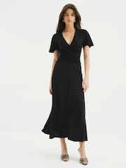 River Island Black Ruched Front Maxi Dress - Image 1 of 5