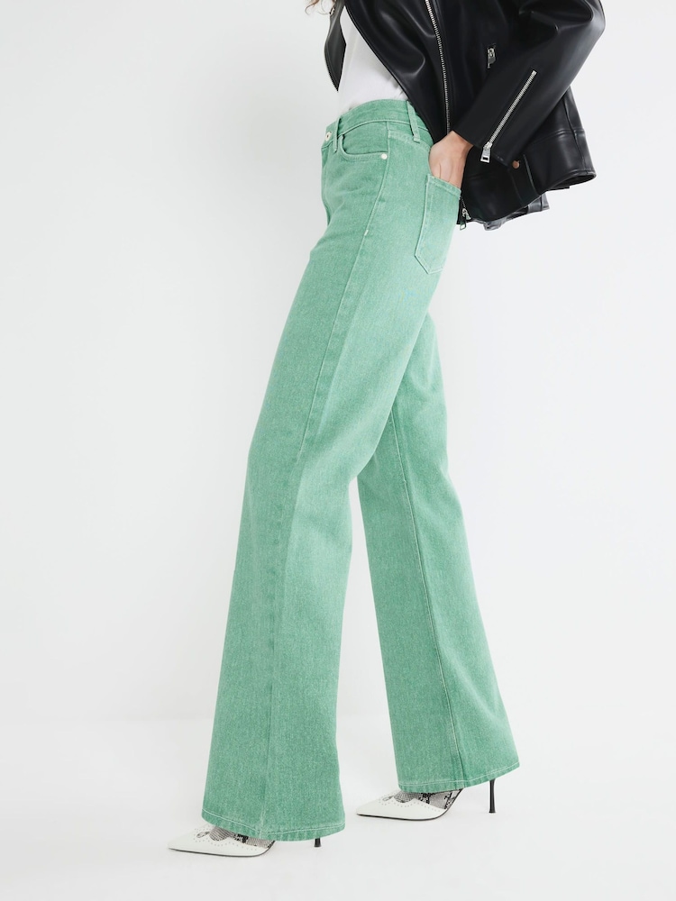 River Island Green Relaxed Straight Fit 100% Cotton Jeans - Image 2 of 5 River Island Green Relaxed Straight Fit 100% Cotton Jeans - Image 2 of 5
