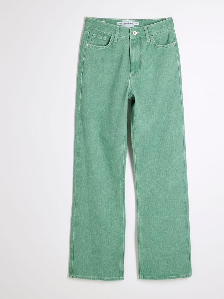 River Island Green Relaxed Straight Fit 100% Cotton Jeans - Image 5 of 5 River Island Green Relaxed Straight Fit 100% Cotton Jeans - Image 5 of 5