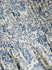 River Island Blue Shirred Bodice 100% Cotton Top - Image 5 of 5