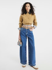 River Island Blue Oversized Barrel 100% Cotton Jeans - Image 1 of 5