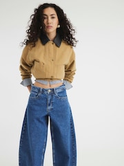 River Island Blue Oversized Barrel 100% Cotton Jeans - Image 3 of 5