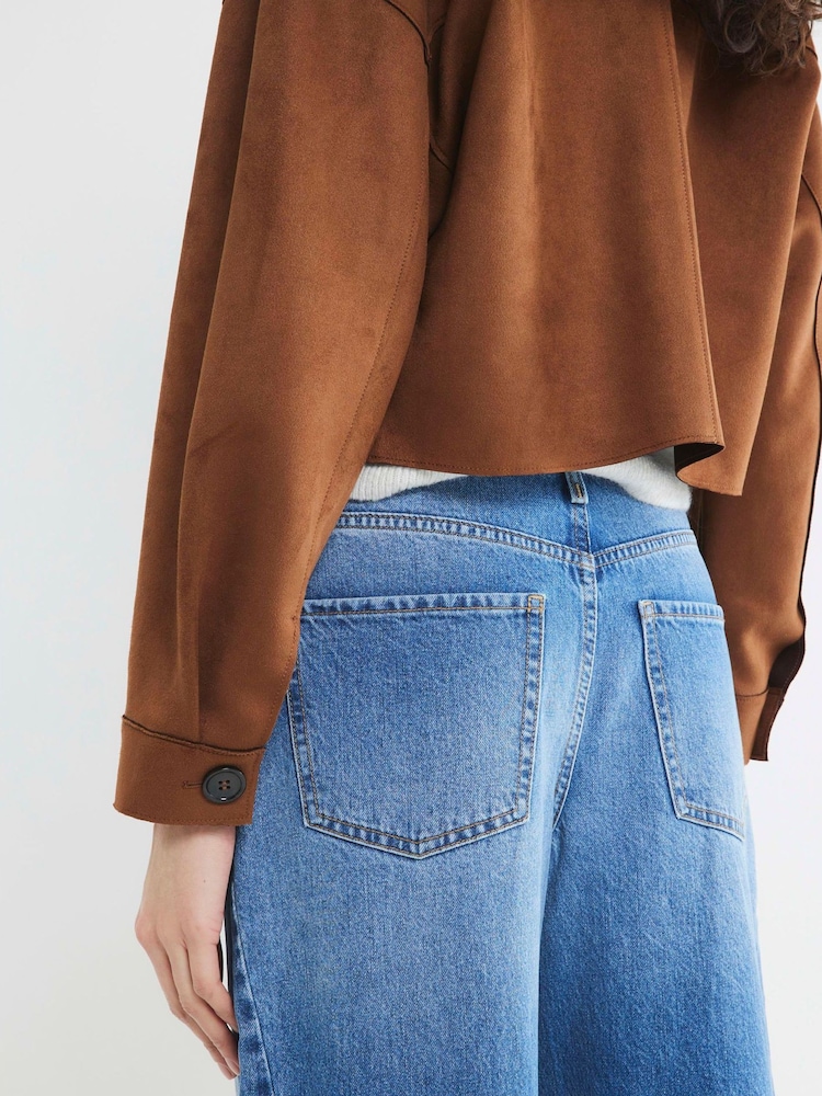 River Island Blue Seamed Barrel 100% Cotton Jeans - Image 2 of 5