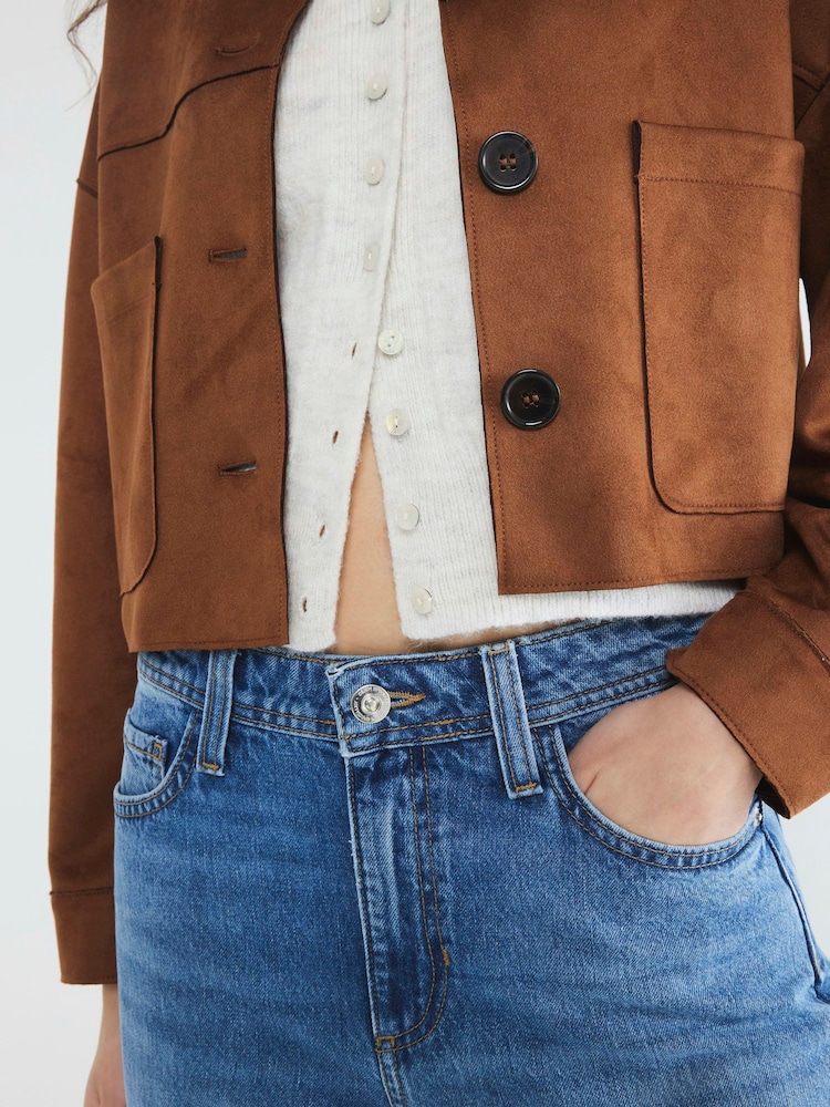 River Island Blue Seamed Barrel 100% Cotton Jeans - Image 3 of 5