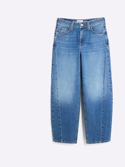 River Island Blue Seamed Barrel 100% Cotton Jeans - Image 4 of 5