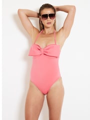 River Island Pink Bow Bandeau Swimsuit - Image 1 of 6