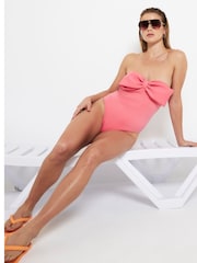 River Island Pink Bow Bandeau Swimsuit - Image 2 of 6