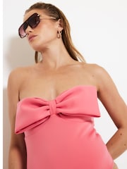 River Island Pink Bow Bandeau Swimsuit - Image 3 of 6