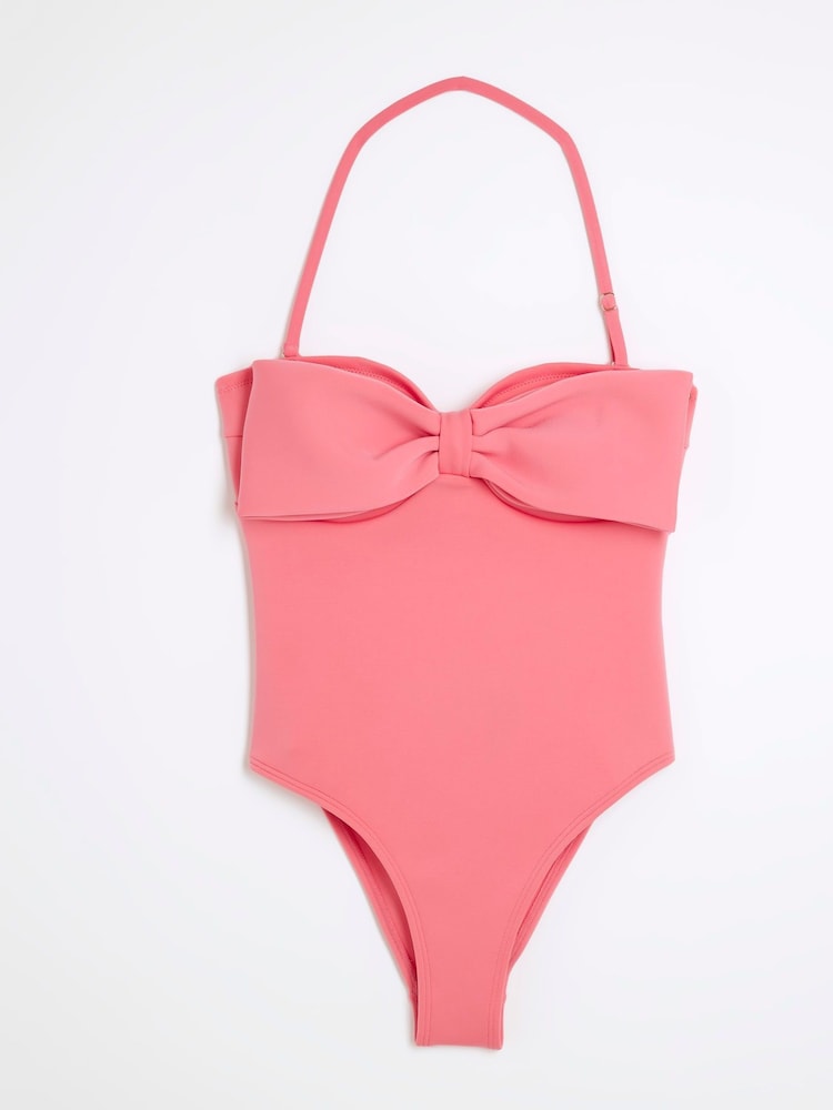 River Island Pink Bow Bandeau Swimsuit - Image 5 of 6