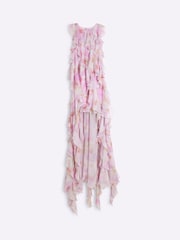 River Island Purple Floral Print Ruffle Maxi Dress - Image 5 of 6