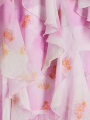 River Island Purple Floral Print Ruffle Maxi Dress - Image 6 of 6
