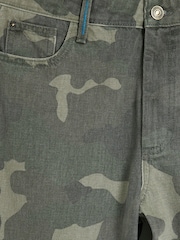 River Island Green Camouflage Relaxed Straight Fit 100% Cotton Jeans - Image 5 of 5
