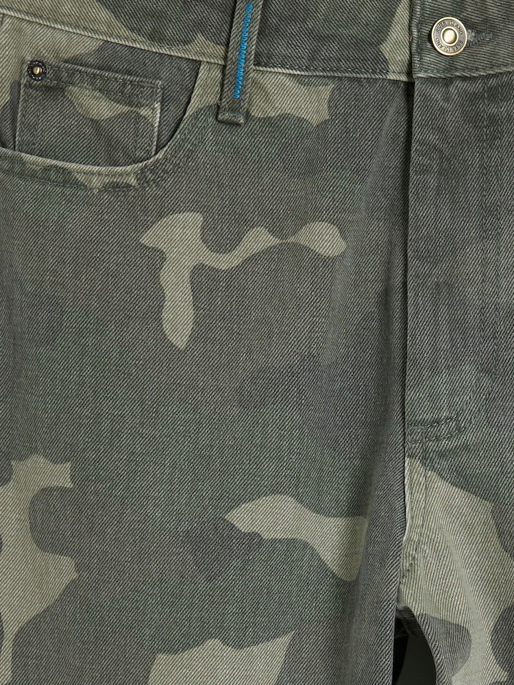 River Island Green Camouflage Relaxed Straight Fit 100% Cotton Jeans - Image 5 of 5 River Island Green Camouflage Relaxed Straight Fit 100% Cotton Jeans - Image 5 of 5