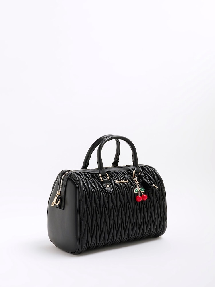 River Island Black Scrunch Bowler Bag - Image 3 of 6