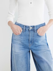 River Island Blue Side Stripe Barrel 100% Cotton Jeans - Image 3 of 6