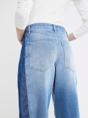 River Island Blue Side Stripe Barrel 100% Cotton Jeans - Image 4 of 6