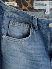 River Island Blue Side Stripe Barrel 100% Cotton Jeans - Image 6 of 6
