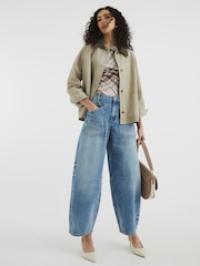 River Island Blue Pocket Front Barrel 100% Cotton Jeans - Image 1 of 6