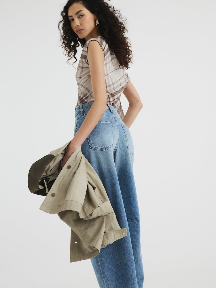 Blugi River Island cu buzunar frontal tip butoi 100% bumbac - Image 3 of 6