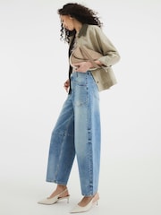 River Island Blue Pocket Front Barrel 100% Cotton Jeans - Image 4 of 6