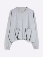 River Island Grey Bubble Hem Bomber Jacket - Image 4 of 5