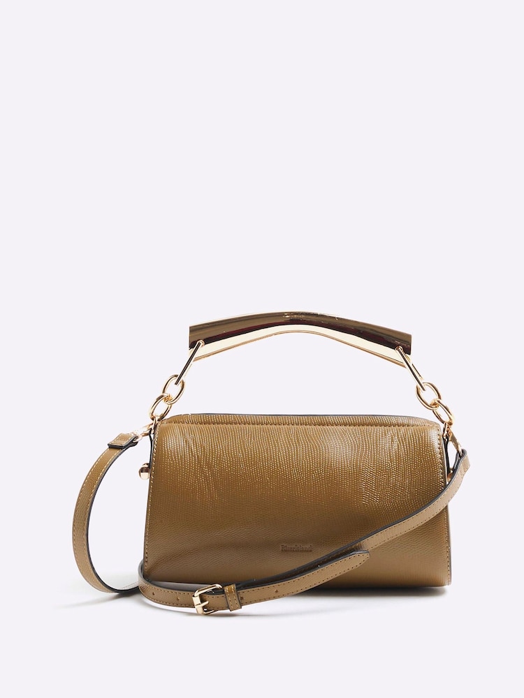 Бежевый - River Island металлическая сумка- цилиндр с ручками - Image 1 of 5