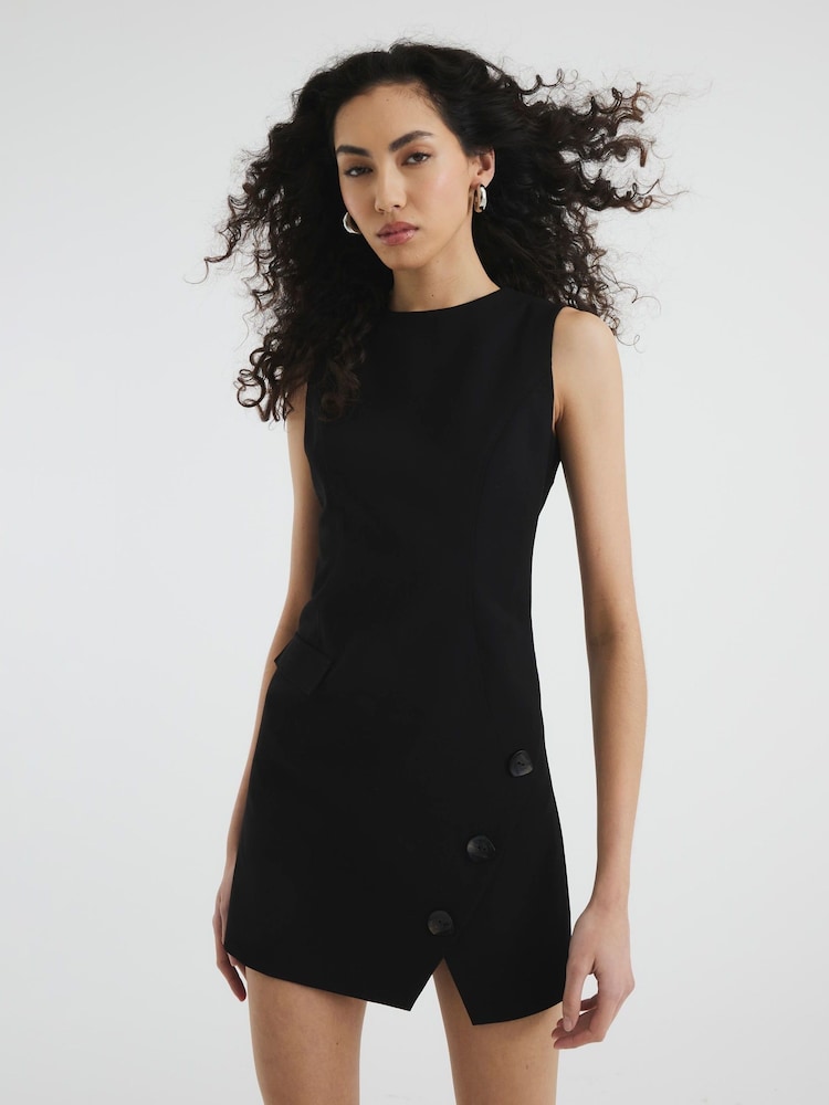 River Island Black Sleeveless Tailored Mini Dress - Image 1 of 6