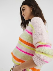 River Island Pink Bright Stripe Jumper - Image 2 of 5