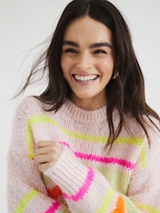 River Island Pink Bright Stripe Jumper - Image 3 of 5