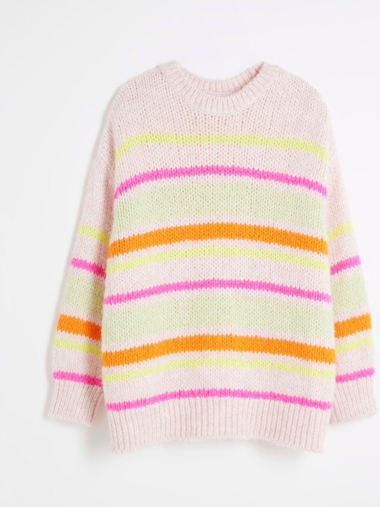 River Island Pink Bright Stripe Jumper - Image 4 of 5