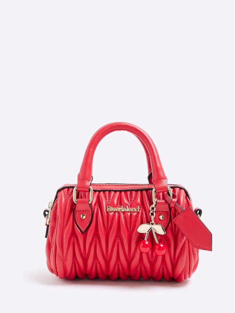 River Island Red Scrunch Bowler Mini Bag - Image 1 of 7