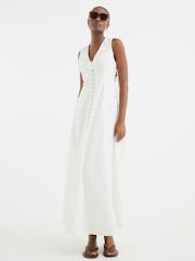 River Island White Lace Insert 100% Cotton Midi Dress - Image 1 of 4