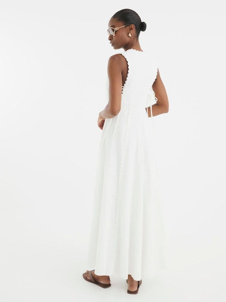 River Island White Lace Insert 100% Cotton Midi Dress - Image 2 of 4 River Island White Lace Insert 100% Cotton Midi Dress - Image 2 of 4