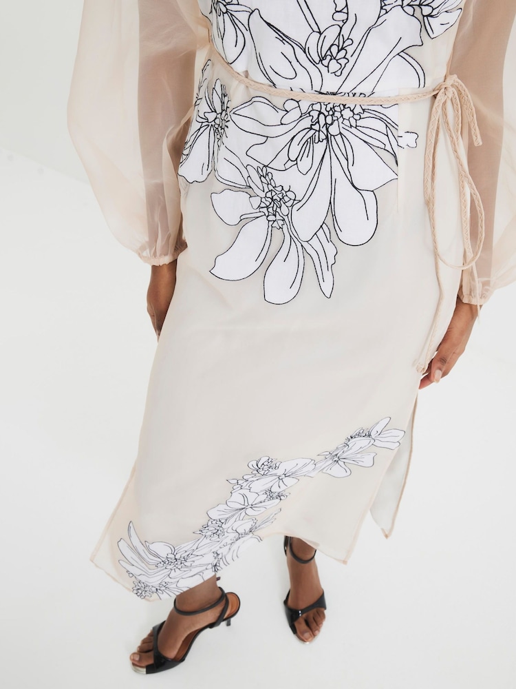 River Island Pink Floral Print Midi Dress - Image 3 of 5