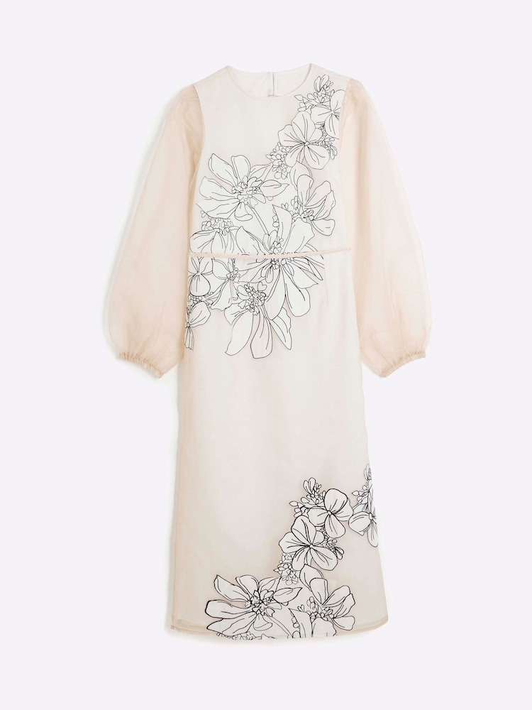 River Island Pink Floral Print Midi Dress - Image 4 of 5