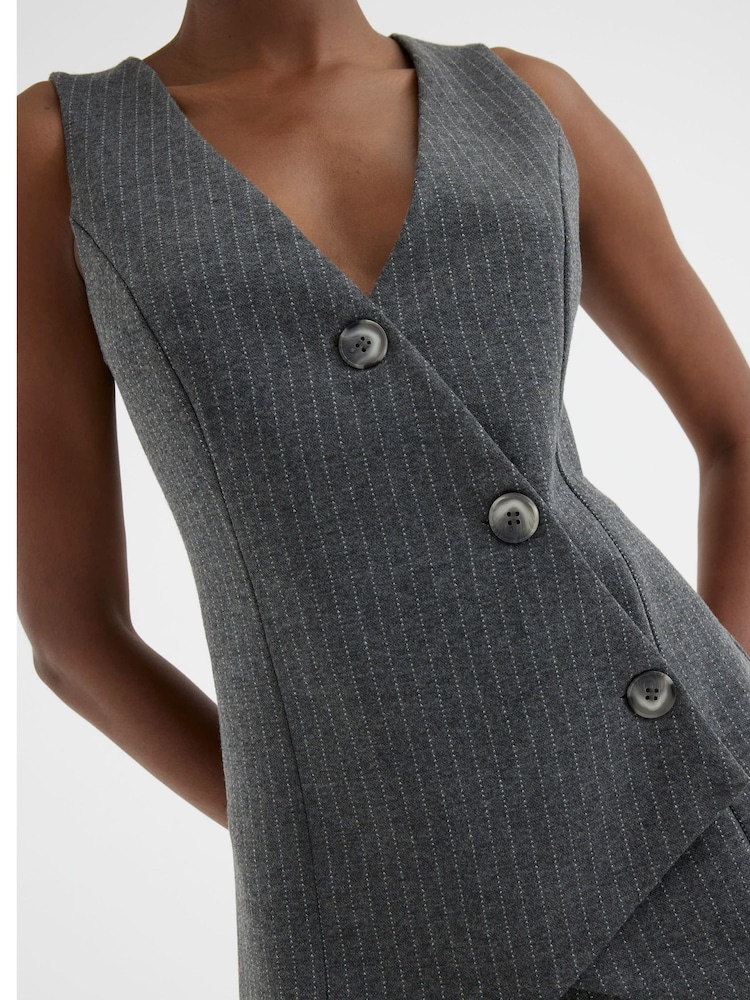 River Island Grey Button Asymmetric Waistcoat - Image 1 of 5