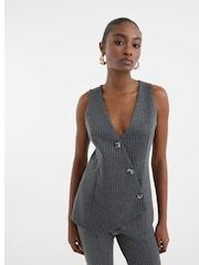 River Island Grey Button Asymmetric Waistcoat - Image 4 of 5