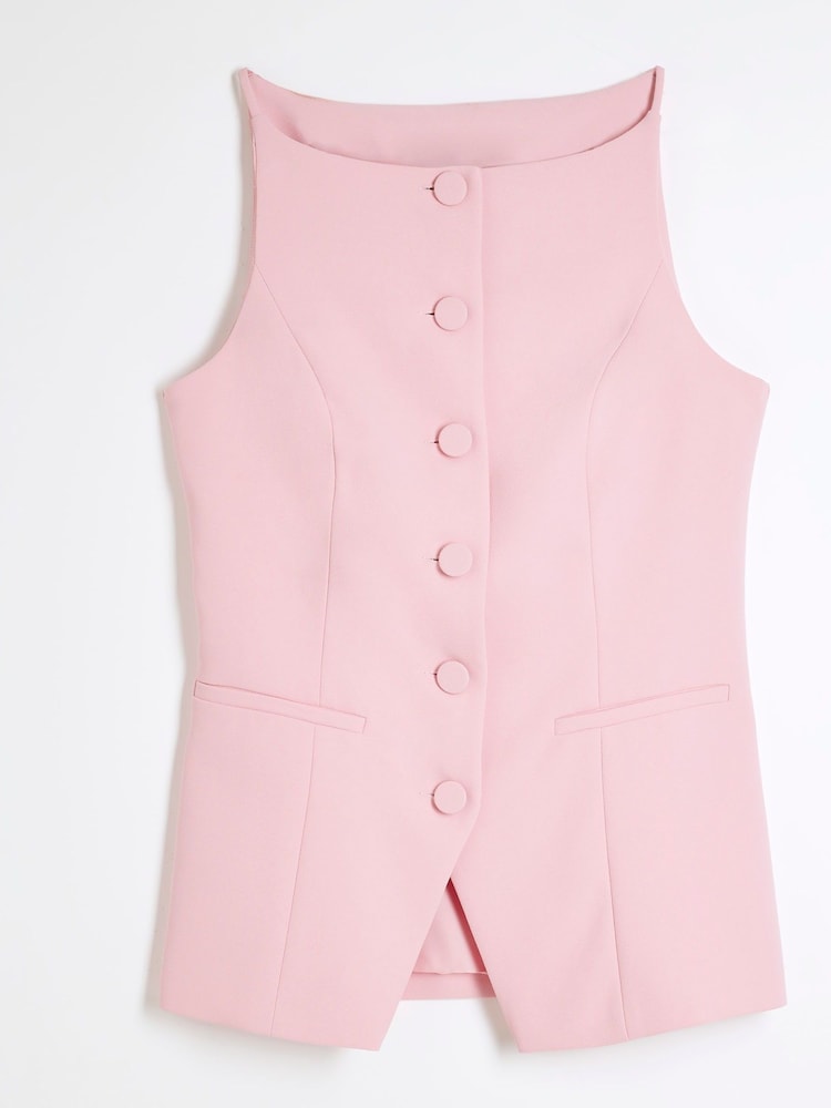 River Island Pink Square Neck Strappy Waistcoat - Image 5 of 5