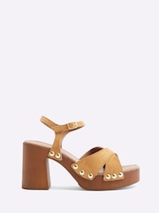 River Island Brown Brow Cross-Over Clogs Sandals - Image 1 of 6