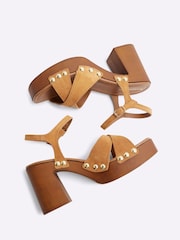 River Island Brown Brow Cross-Over Clogs Sandals - Image 3 of 6