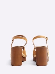 River Island Brown Brow Cross-Over Clogs Sandals - Image 4 of 6