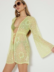 River Island Green Sequin Mini Kimono - Image 2 of 4
