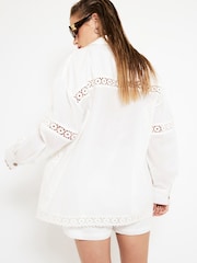River Island White Lace Insert 100% Cotton Shirt - Image 3 of 5