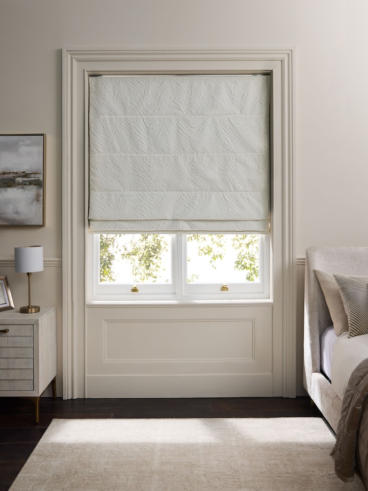 Cream Ready Made Blackout/Thermal Embossed Anim Roman Blind - Image 1 of 8