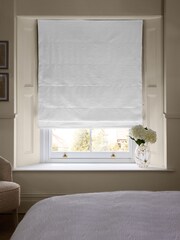 White Ready Made Blackout/Thermal Embossed Geome Texture Roman Blind - Image 2 of 7