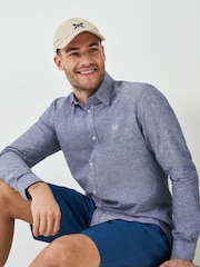 Crew Clothing Company Blue Long Sleeve Linen Shirt - Image 1 of 5