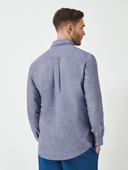Crew Clothing Company Blue Long Sleeve Linen Shirt - Image 3 of 5