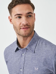 Crew Clothing Company Blue Long Sleeve Linen Shirt - Image 4 of 5